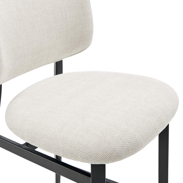 Felipe Upholstered Counter Stool with Curved Back and Black Steel Base for Modern Kitchen Seating