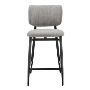 Felipe Upholstered Counter Stool with Curved Back and Black Steel Base for Modern Kitchen Seating