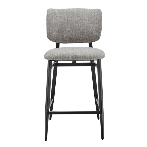 Felipe Upholstered Counter Stool with Curved Back and Black Steel Base for Modern Kitchen Seating