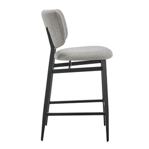 Felipe Upholstered Counter Stool with Curved Back and Black Steel Base for Modern Kitchen Seating