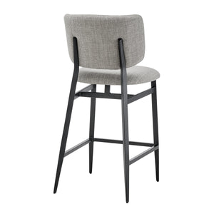 Felipe Upholstered Counter Stool with Curved Back and Black Steel Base for Modern Kitchen Seating