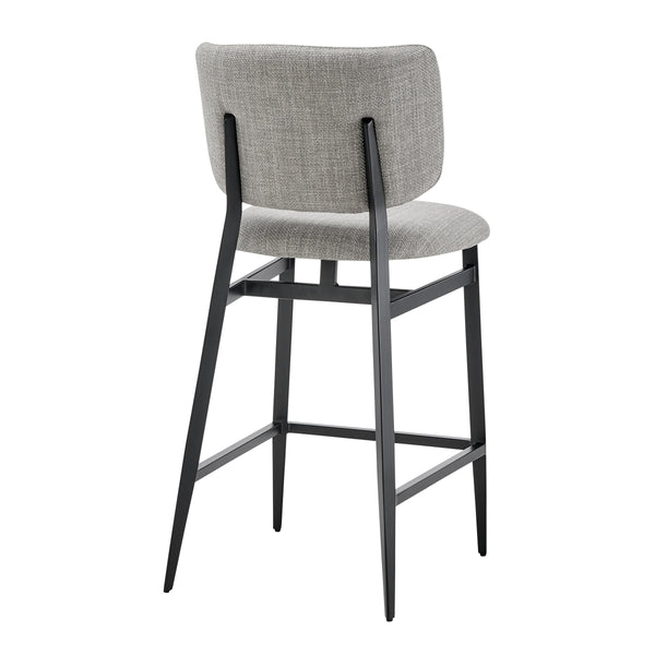 Felipe Upholstered Counter Stool with Curved Back and Black Steel Base for Modern Kitchen Seating