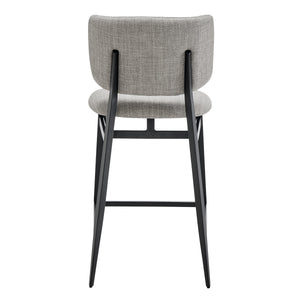 Felipe Upholstered Counter Stool with Curved Back and Black Steel Base for Modern Kitchen Seating