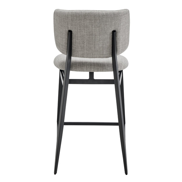 Felipe Upholstered Counter Stool with Curved Back and Black Steel Base for Modern Kitchen Seating