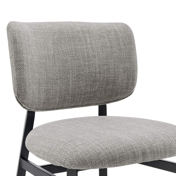 Felipe Upholstered Counter Stool with Curved Back and Black Steel Base for Modern Kitchen Seating