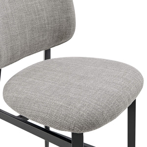 Felipe Upholstered Counter Stool with Curved Back and Black Steel Base for Modern Kitchen Seating