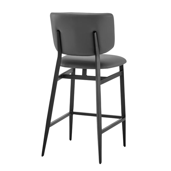 Felipe Upholstered Counter Stool with Curved Back and Black Steel Base for Modern Kitchen Seating