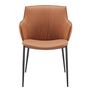 EE Test Vendor Ronja Contemporary Accent Chair Leatherette Seat Powder Coated Steel Legs Modern Lounge Seating Dark Caramel EETEST-30980-COG