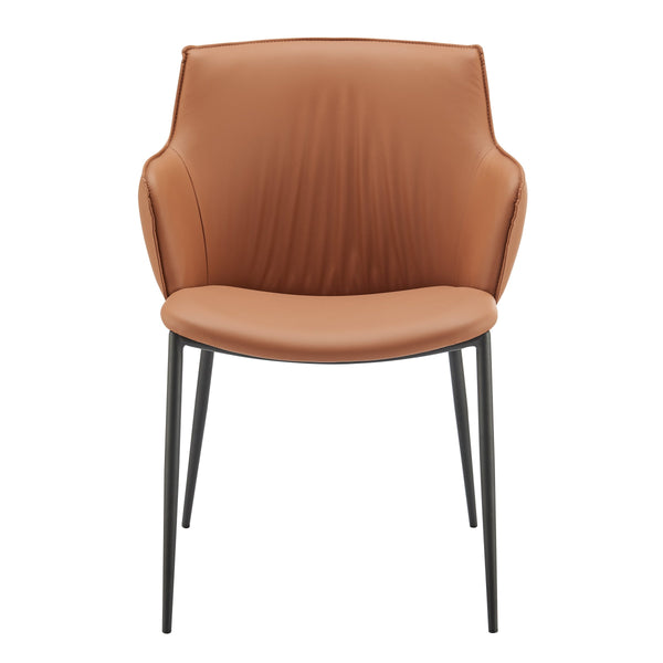 EE Test Vendor Ronja Contemporary Accent Chair Leatherette Seat Powder Coated Steel Legs Modern Lounge Seating Dark Caramel EETEST-30980-COG