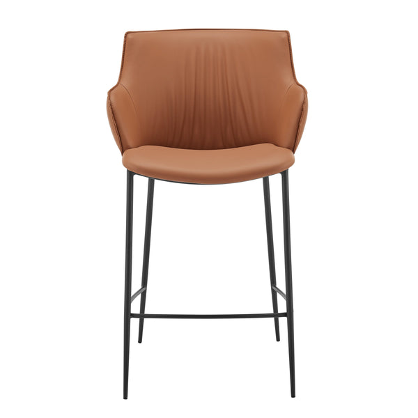 Ronja Faux Leather Counter Stool Wrinkled Back Design and Powder Coated Steel Base for Kitchen
