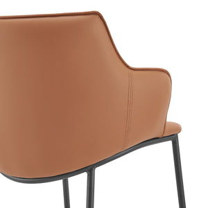 Ronja Faux Leather Counter Stool Wrinkled Back Design and Powder Coated Steel Base for Kitchen