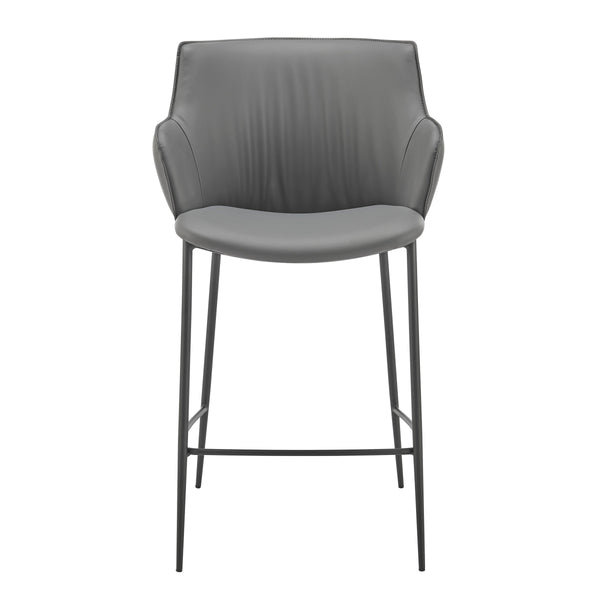 EE Test Vendor Ronja Faux Leather Counter Stool Wrinkled Back Design and Powder Coated Steel Base for Kitchen Gray EETEST-30982-GRY