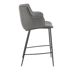 Ronja Faux Leather Counter Stool Wrinkled Back Design and Powder Coated Steel Base for Kitchen