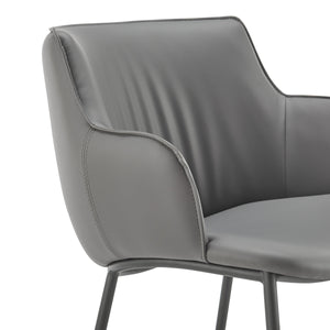 Ronja Faux Leather Counter Stool Wrinkled Back Design and Powder Coated Steel Base for Kitchen