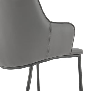 Ronja Faux Leather Counter Stool Wrinkled Back Design and Powder Coated Steel Base for Kitchen