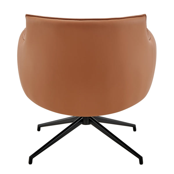 Ronja Swivel Lounge Chair Leatherette Seat and Powder Coated Steel Base for Modern Living Spaces