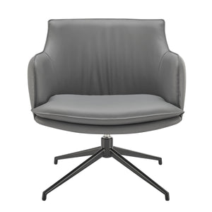 EE Test Vendor Ronja Swivel Lounge Chair Leatherette Seat and Powder Coated Steel Base for Modern Living Spaces Gray EETEST-30984-GRY