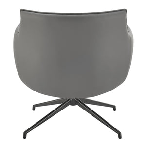 Ronja Swivel Lounge Chair Leatherette Seat and Powder Coated Steel Base for Modern Living Spaces