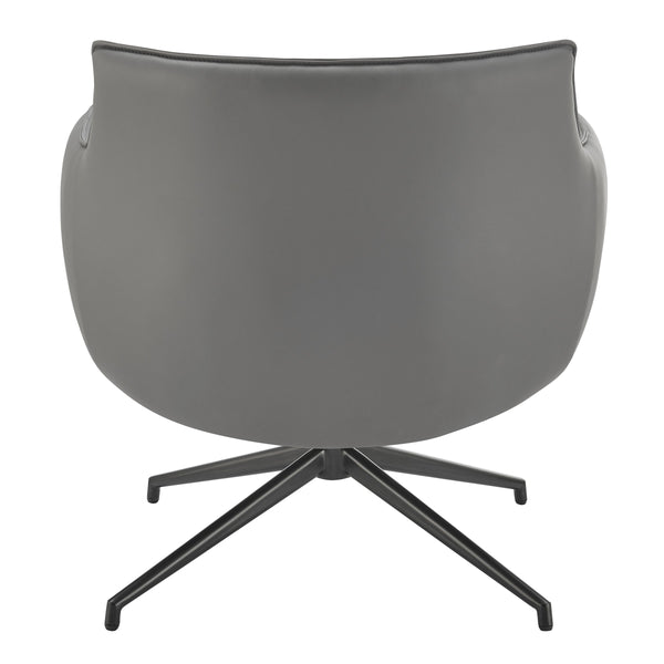 Ronja Swivel Lounge Chair Leatherette Seat and Powder Coated Steel Base for Modern Living Spaces