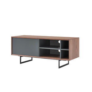 Anderson Media Stand Walnut Veneer Frame with Powder Coated Steel Base for Living Room