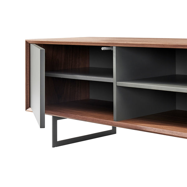 Anderson Media Stand Walnut Veneer Frame with Powder Coated Steel Base for Living Room
