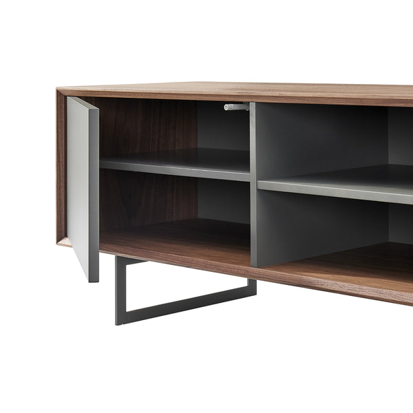 Anderson Media Stand Walnut Veneer Frame with Powder Coated Steel Base for Living Room
