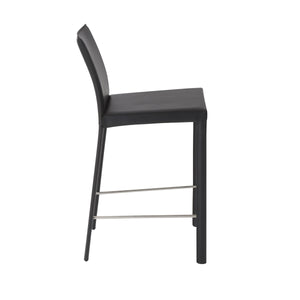 Hasina Leather Upholstered Counter Stool Set Curved Back Polished Footrest Modern Kitchen Bar