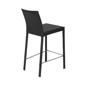 Hasina Leather Upholstered Counter Stool Set Curved Back Polished Footrest Modern Kitchen Bar