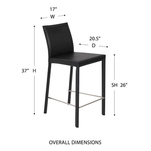 Hasina Leather Upholstered Counter Stool Set Curved Back Polished Footrest Modern Kitchen Bar