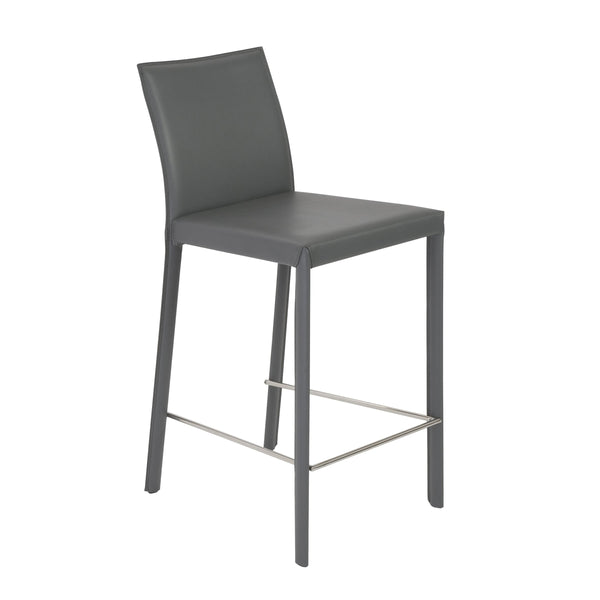 Hasina Leather Upholstered Counter Stool Set Curved Back Polished Footrest Modern Kitchen Bar