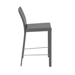 Hasina Leather Upholstered Counter Stool Set Curved Back Polished Footrest Modern Kitchen Bar