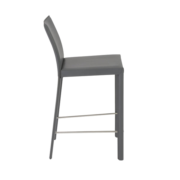 Hasina Leather Upholstered Counter Stool Set Curved Back Polished Footrest Modern Kitchen Bar