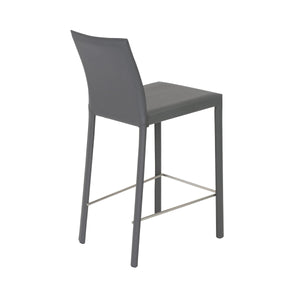 Hasina Leather Upholstered Counter Stool Set Curved Back Polished Footrest Modern Kitchen Bar