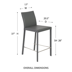Hasina Leather Upholstered Counter Stool Set Curved Back Polished Footrest Modern Kitchen Bar