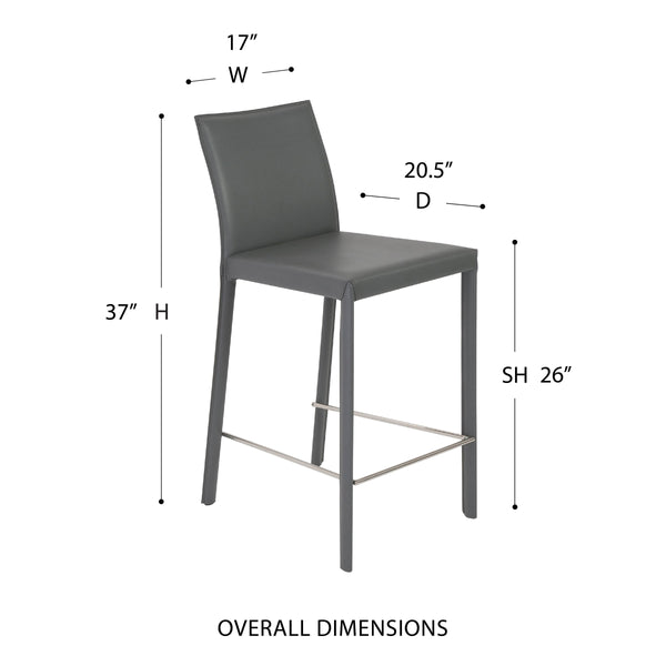 Hasina Leather Upholstered Counter Stool Set Curved Back Polished Footrest Modern Kitchen Bar