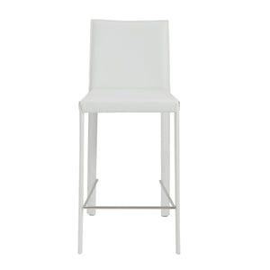 Hasina Leather Upholstered Counter Stool Set Curved Back Polished Footrest Modern Kitchen Bar