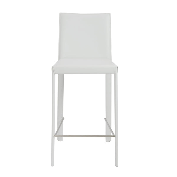 Hasina Leather Upholstered Counter Stool Set Curved Back Polished Footrest Modern Kitchen Bar
