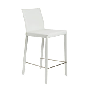 Hasina Leather Upholstered Counter Stool Set Curved Back Polished Footrest Modern Kitchen Bar