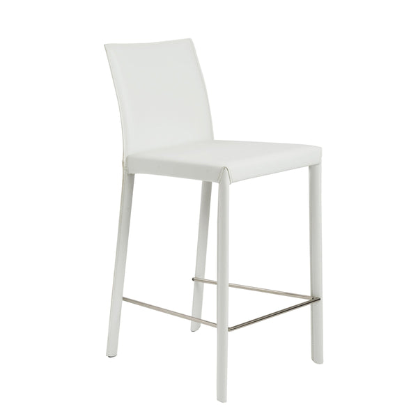 Hasina Leather Upholstered Counter Stool Set Curved Back Polished Footrest Modern Kitchen Bar