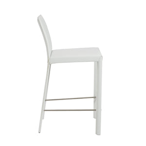 Hasina Leather Upholstered Counter Stool Set Curved Back Polished Footrest Modern Kitchen Bar