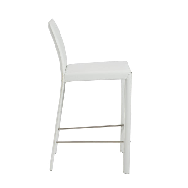 Hasina Leather Upholstered Counter Stool Set Curved Back Polished Footrest Modern Kitchen Bar