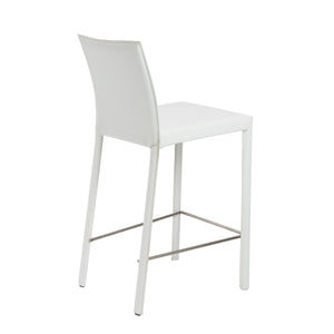 Hasina Leather Upholstered Counter Stool Set Curved Back Polished Footrest Modern Kitchen Bar