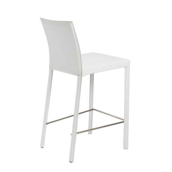 Hasina Leather Upholstered Counter Stool Set Curved Back Polished Footrest Modern Kitchen Bar