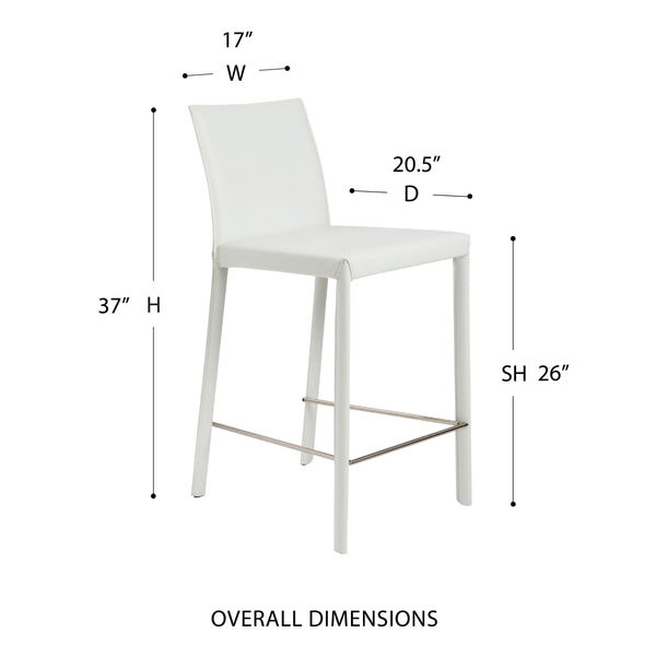 Hasina Leather Upholstered Counter Stool Set Curved Back Polished Footrest Modern Kitchen Bar