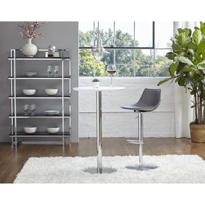 Cookie 26 Inch Round Bar Table with Brushed Stainless Steel Base for Modern Entertaining