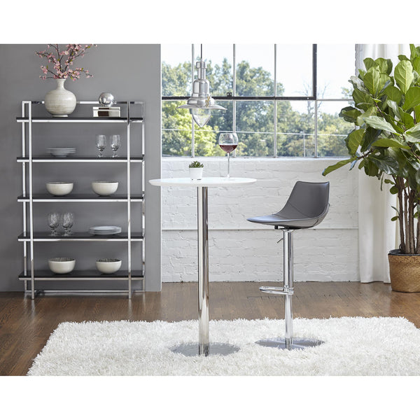 Cookie 26 Inch Round Bar Table with Brushed Stainless Steel Base for Modern Entertaining