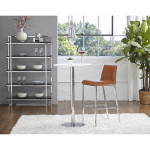 Cookie 26 Inch Round Bar Table with Brushed Stainless Steel Base for Modern Entertaining