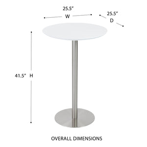 Cookie 26 Inch Round Bar Table with Brushed Stainless Steel Base for Modern Entertaining