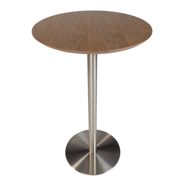 Cookie 26 Inch Round Bar Table with Brushed Stainless Steel Base for Modern Entertaining