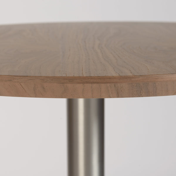 Cookie 26 Inch Round Bar Table with Brushed Stainless Steel Base for Modern Entertaining